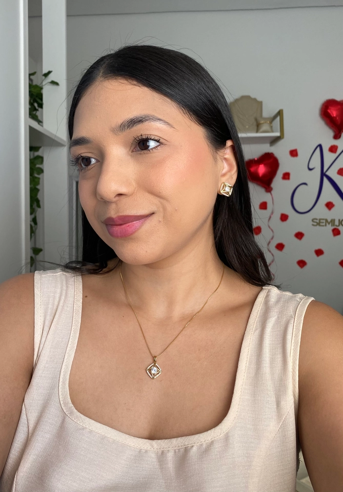 Conjunto Losango com Zircônia - 2
