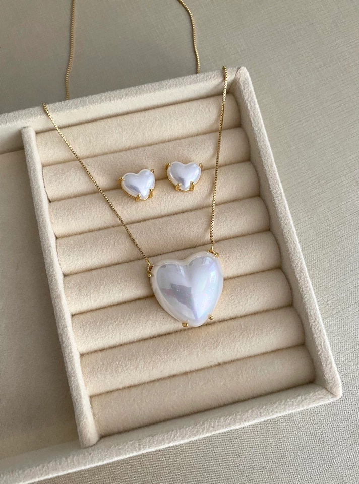 Conjunto Coração Pérola