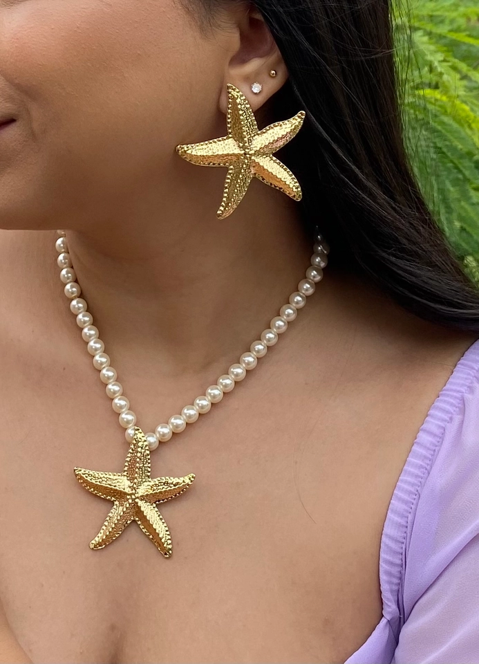 Colar Pérolas com Estrela do Mar G - 1