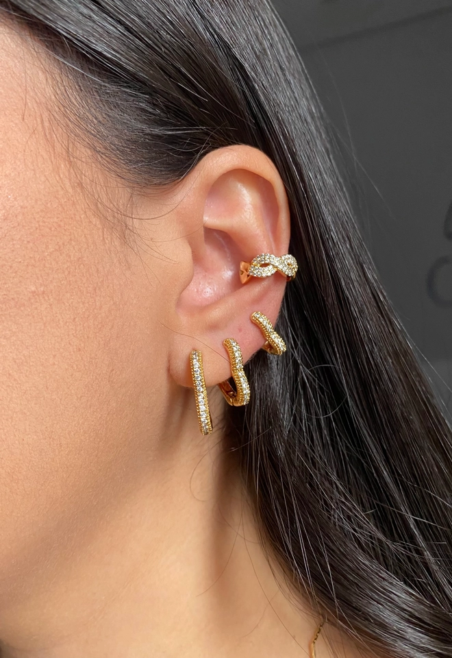 Piercing Fake Trançado Cravejado