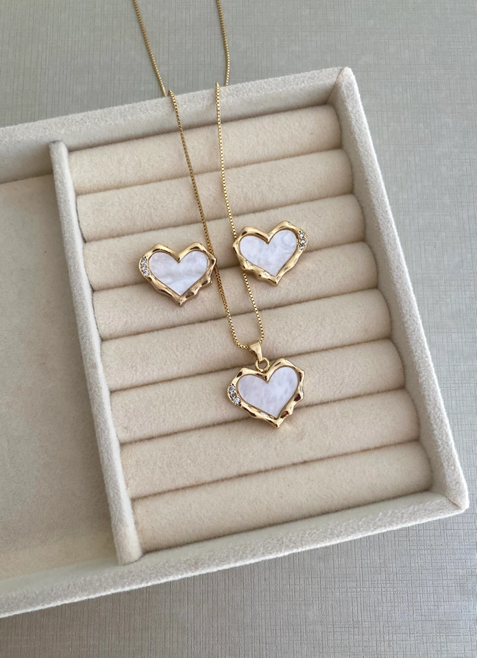 Conjunto Coração com Madrepérola