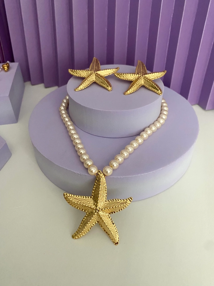 Colar Pérolas com Estrela do Mar G - 5