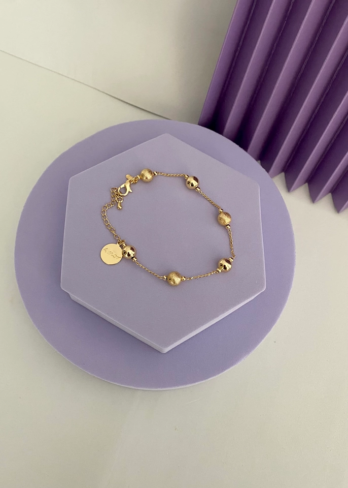 Pulseira Bolas Alternadas Placa Amor - 3