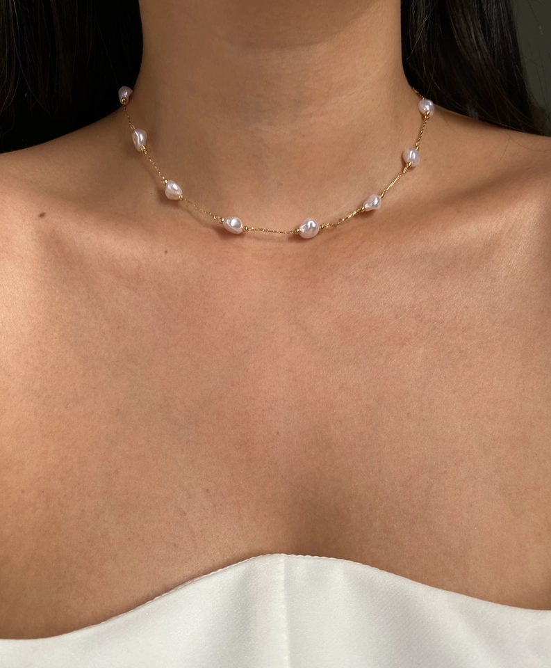 Choker Pérolas Achatadas