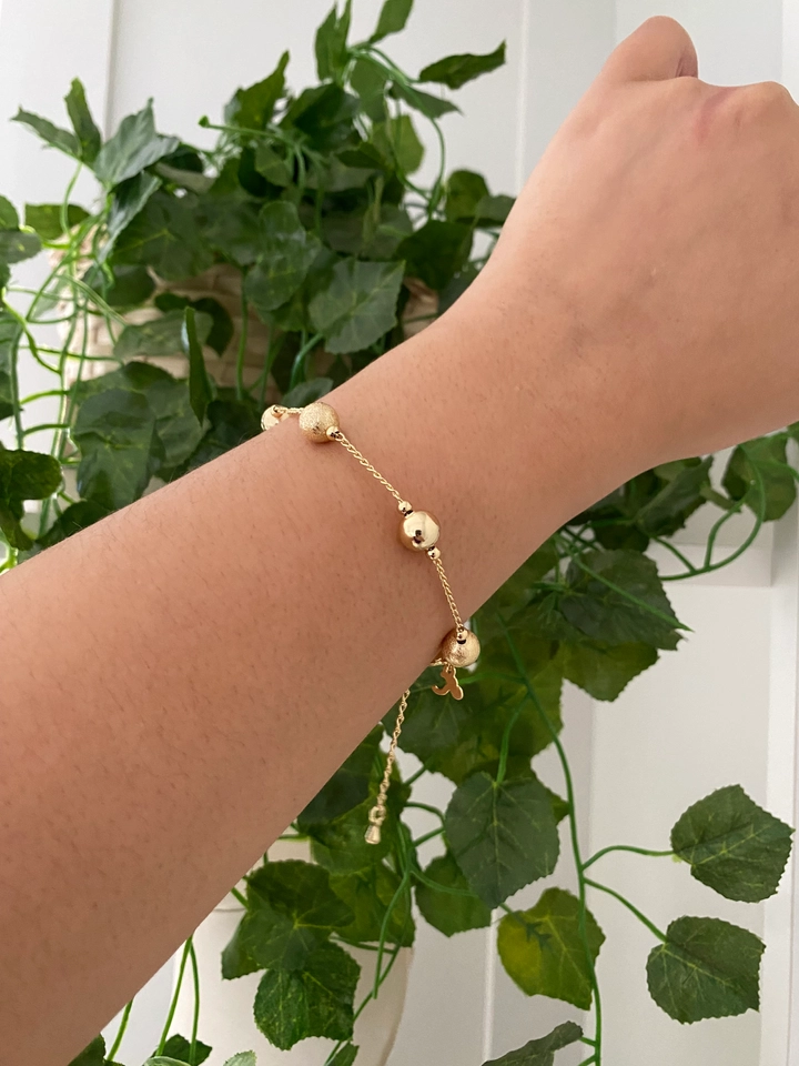 Pulseira Bolas Alternadas Placa Amor - 1