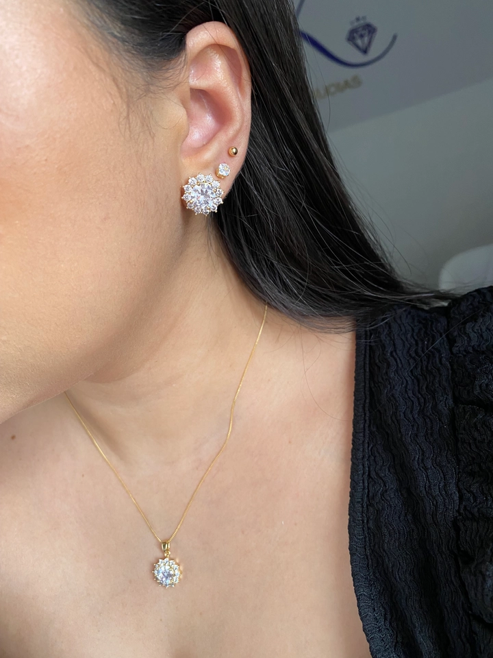 Conjunto Flor Cravejada Cristal - 3