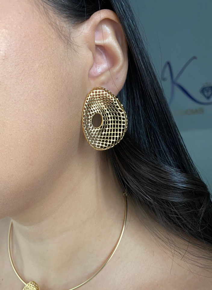 Conjunto Oval Vazado no Aro - 4