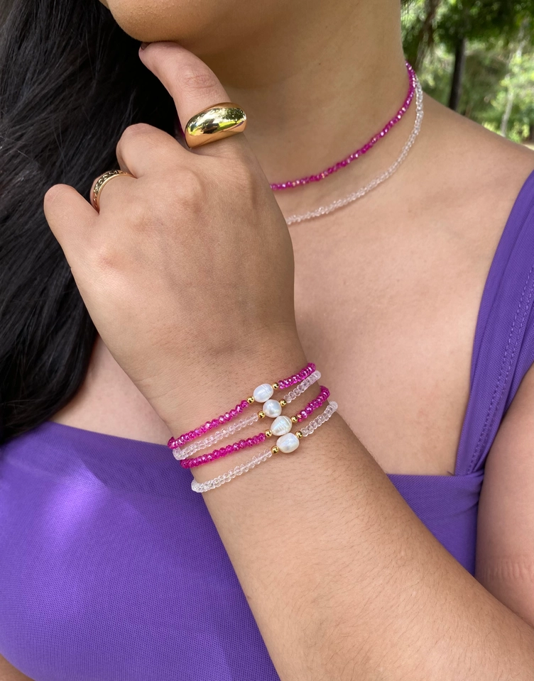 Pulseira Cristais com Pérola Barroca - 1