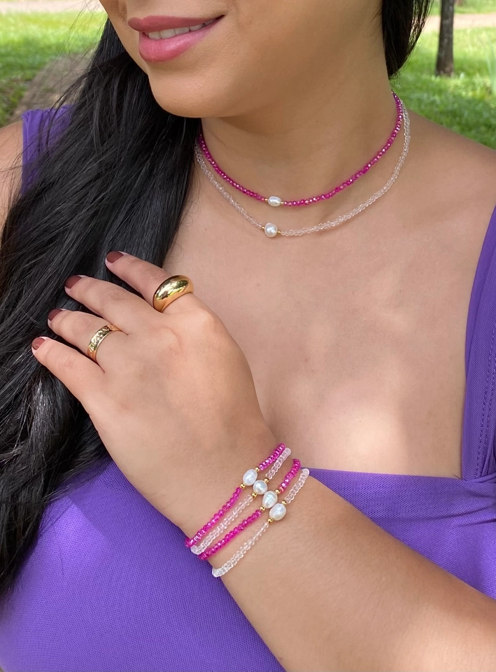 Choker Cristais com Pérola Barroca - 1