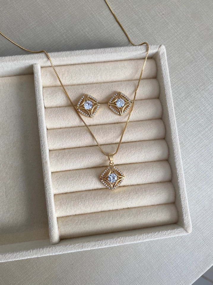 Conjunto Losango com Zircônia