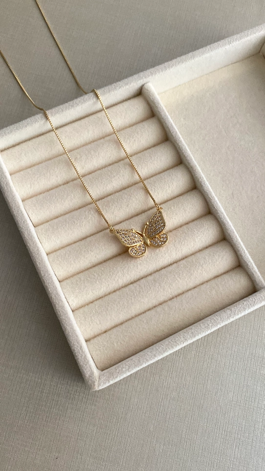 Colar Borboleta Cravejada M - 5