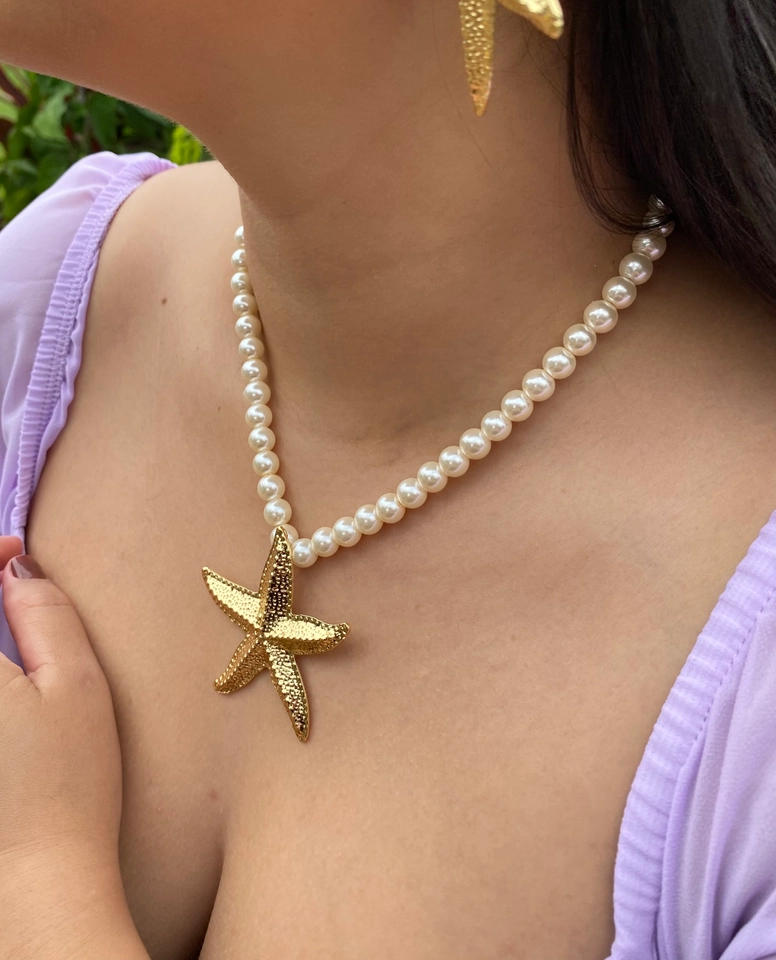 Colar Pérolas com Estrela do Mar G - 3