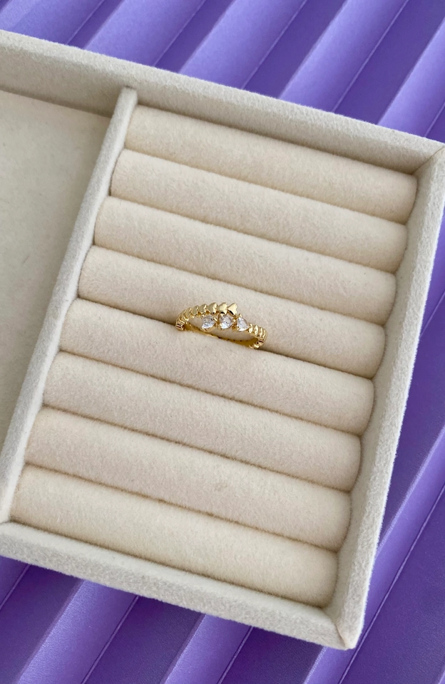 Anel 2 Garras com Corações Regulável - 1