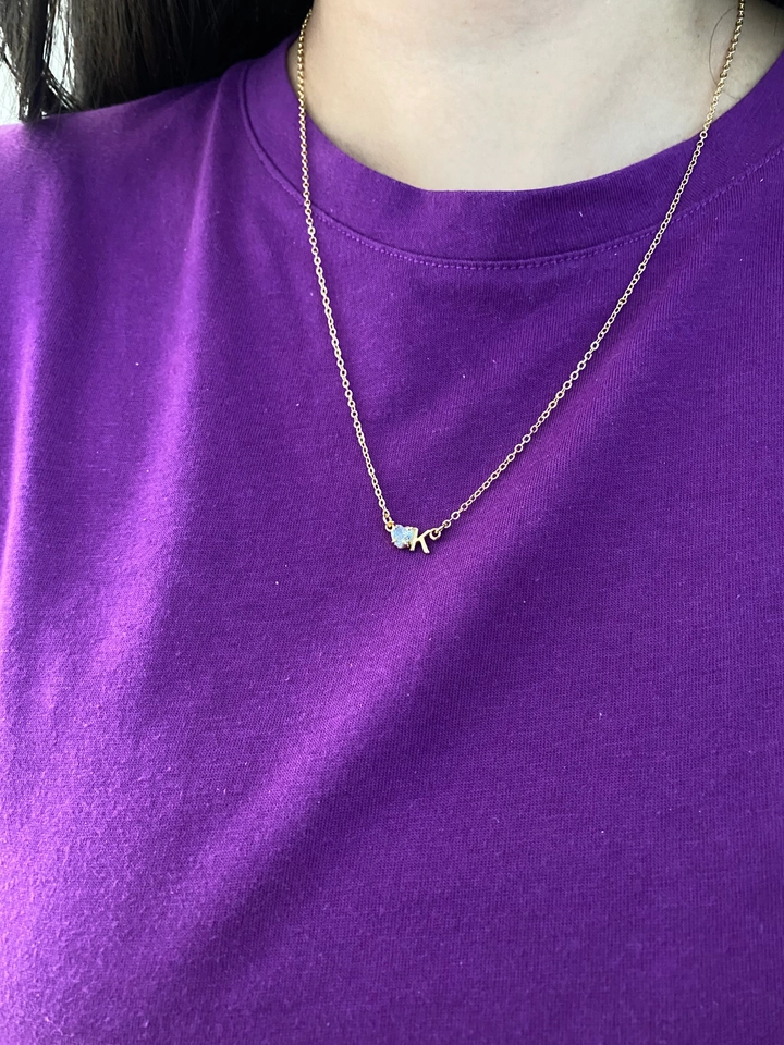 Colar Coração Cristal com Inicial - 2