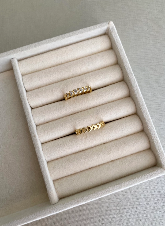 Anel Mini Corações Liso e Cravejado - 1