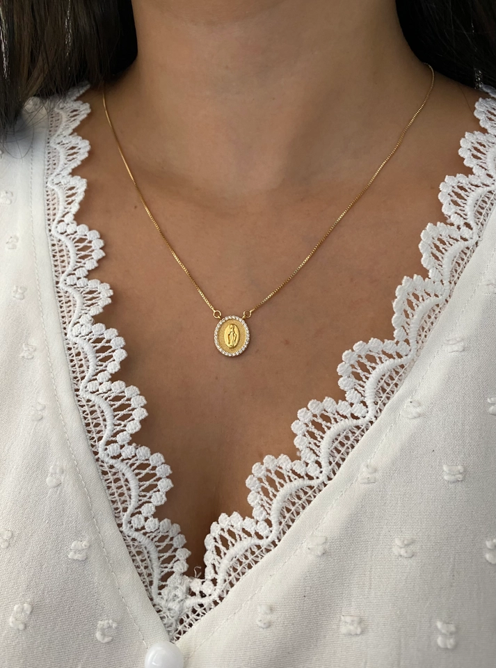 Colar Escapulário Nossa Senhora e Cruz - 2