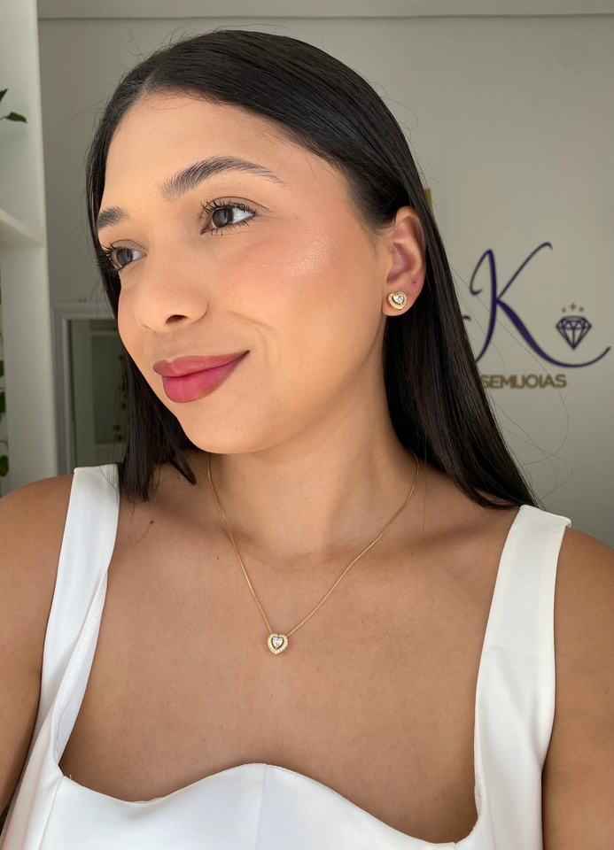 Conjunto Coração Cravejado