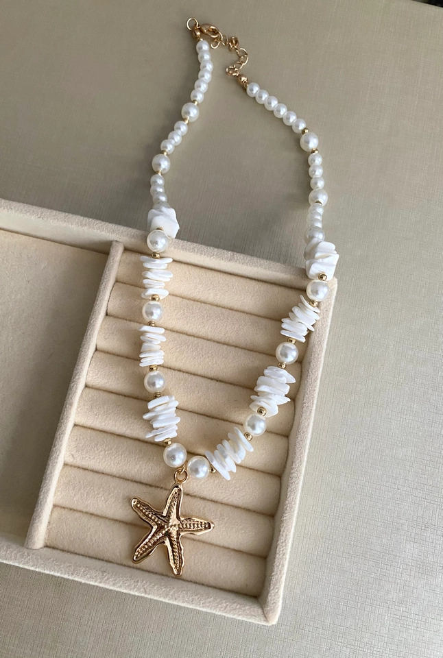 Colar Cascalho com Estrela do Mar (Biju fina) - 2