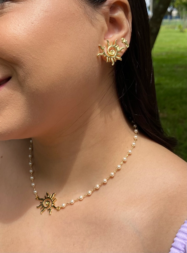 Choker Mini Pérolas com Sol - 3