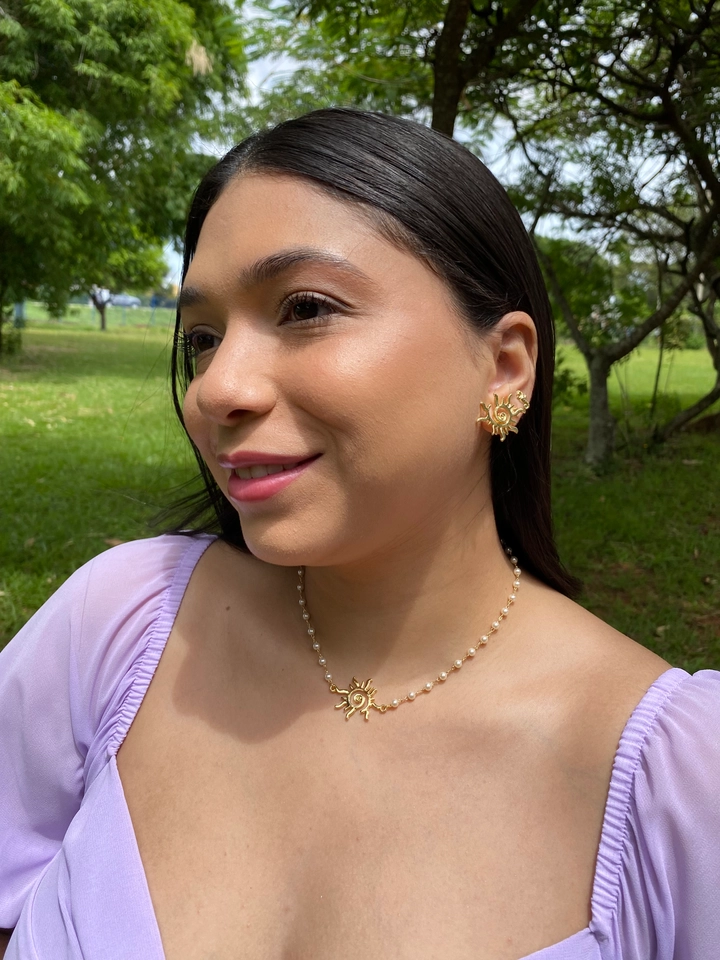 Choker Mini Pérolas com Sol - 1