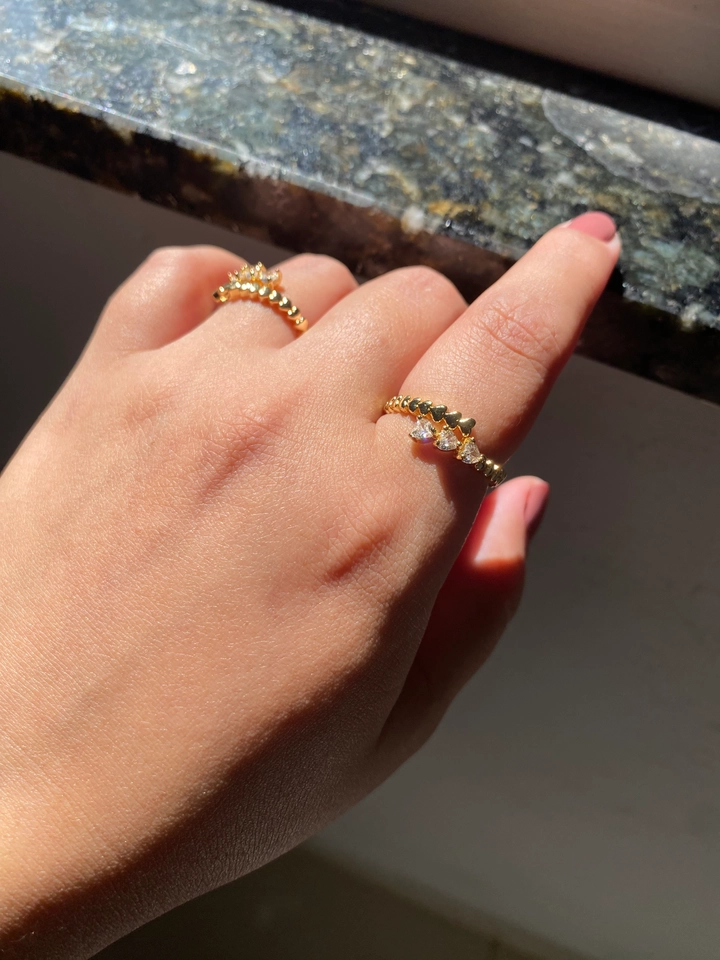 Anel 2 Garras com Corações Regulável - 4