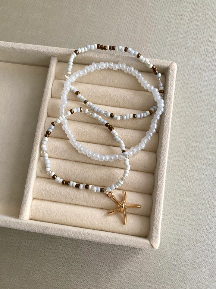 Kit Pulseiras Miçanga com Estrela do Mar (biju fina)