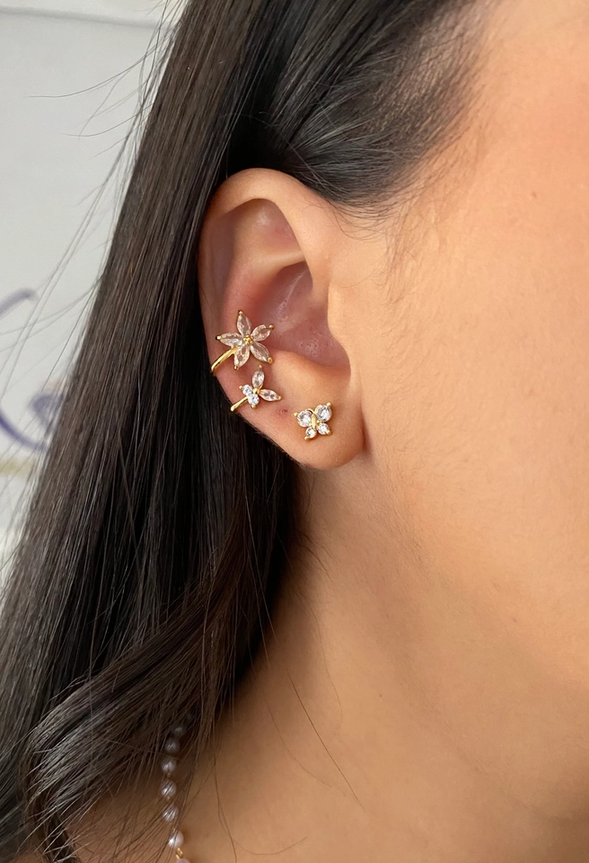 Piercing Fake Flor Cravejada