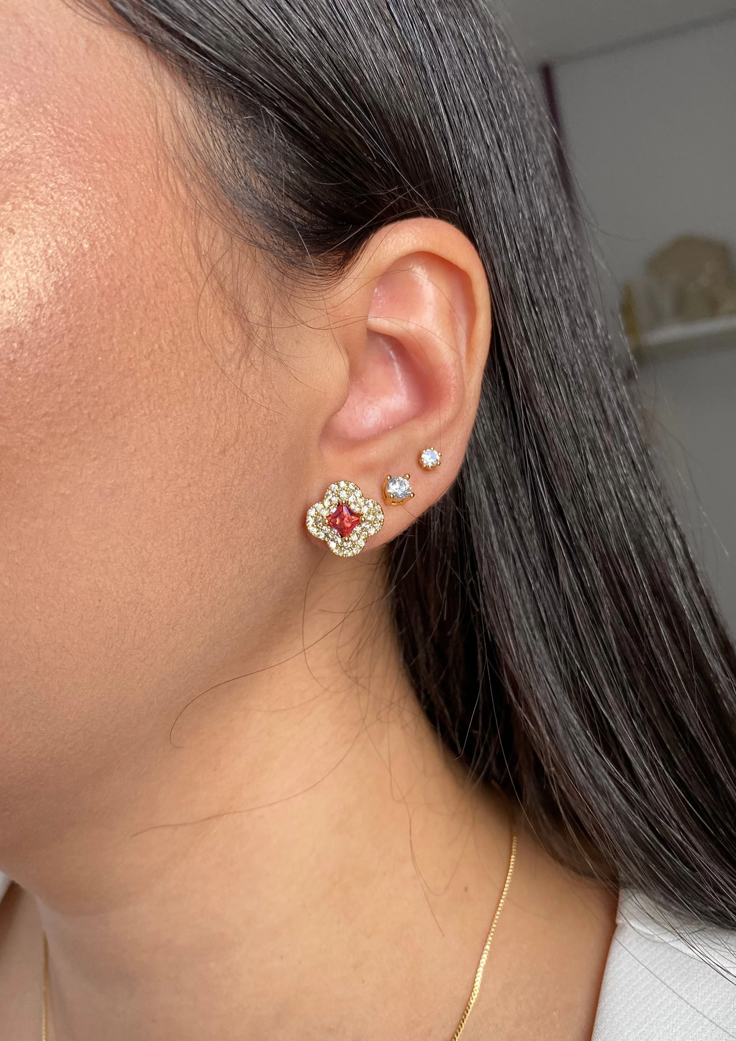 Conjunto Cravejado Flor Rosa - 3