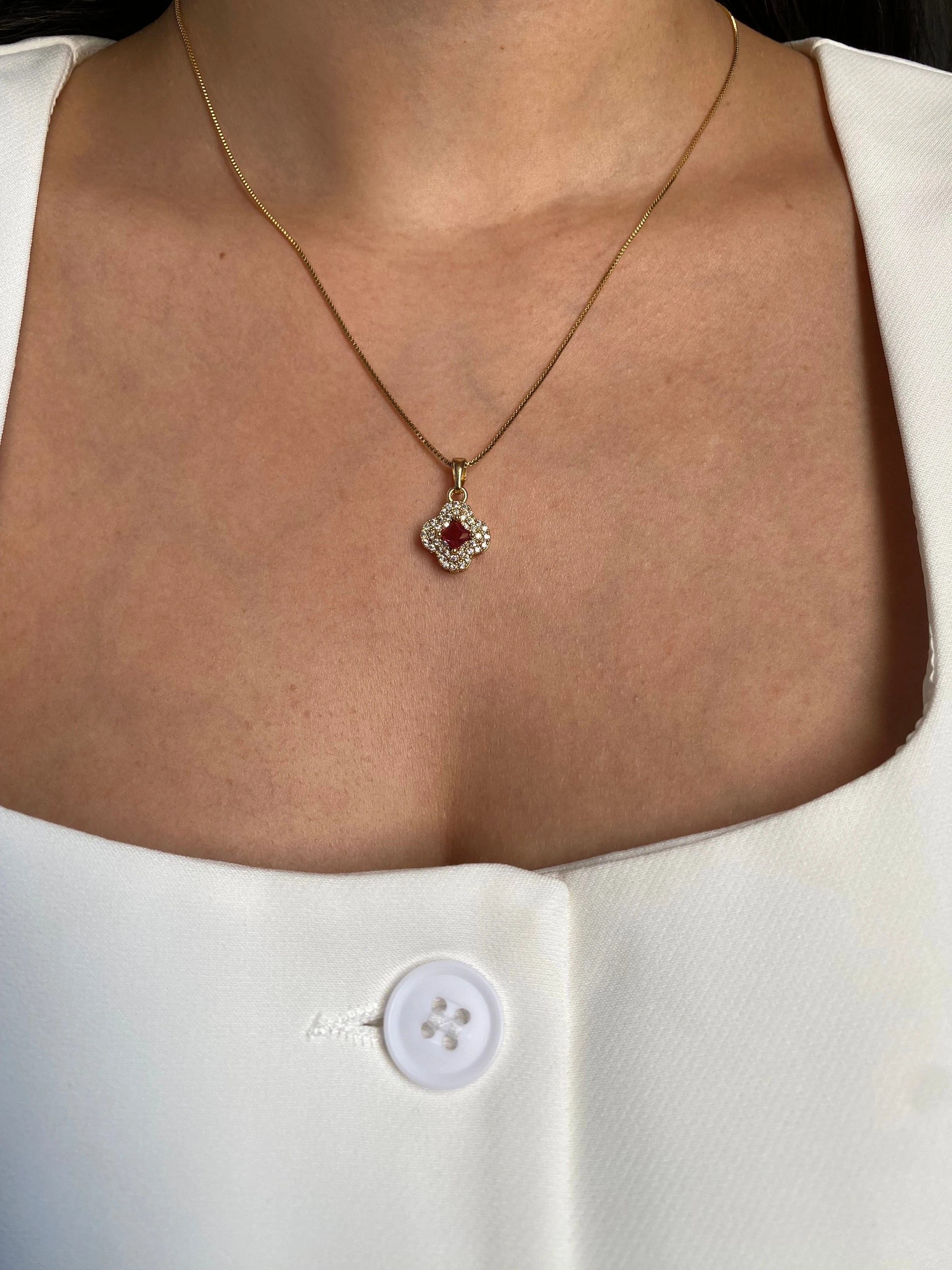 Conjunto Cravejado Flor Rosa - 4