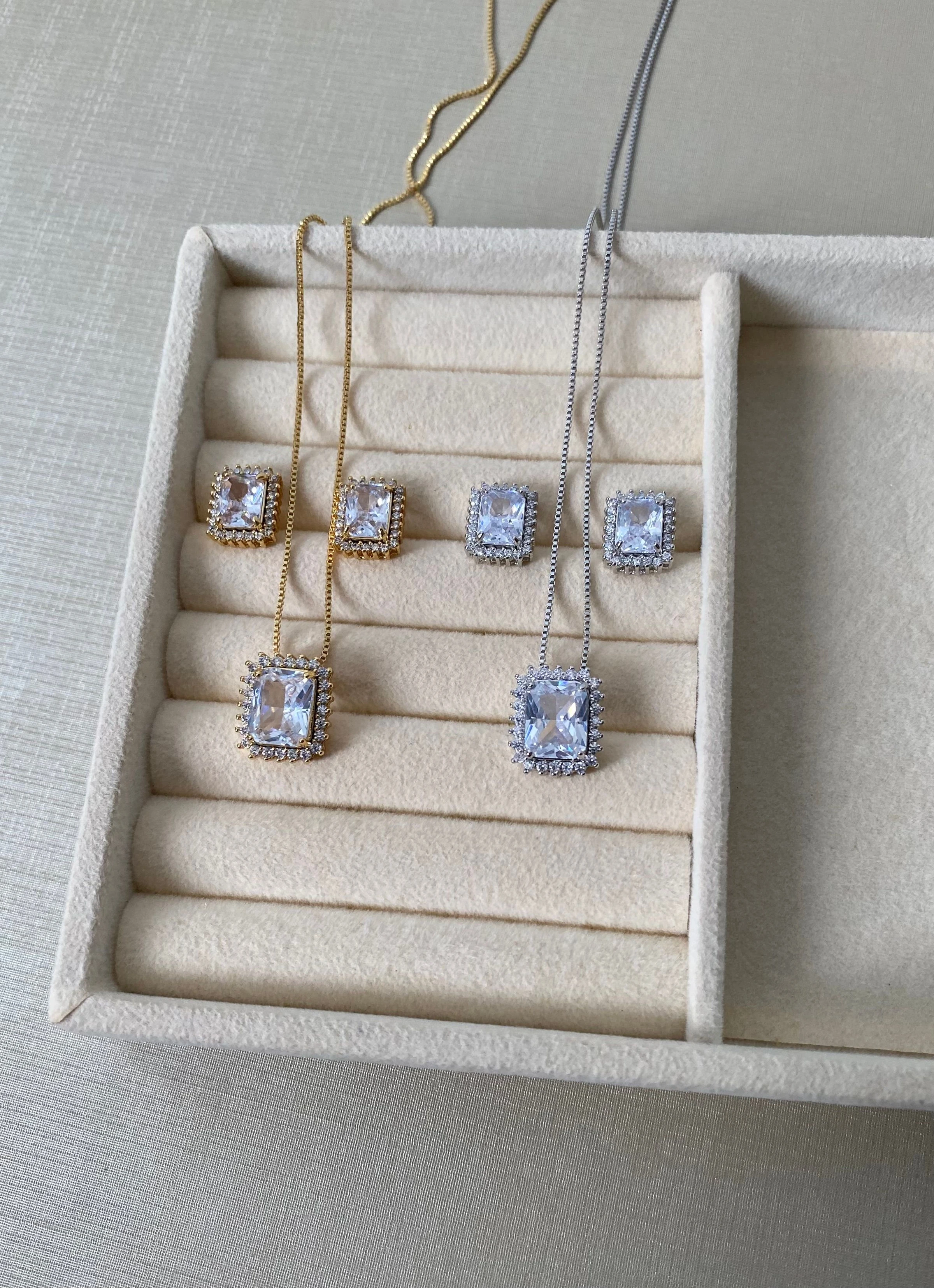 Conjunto Retangular Cravejado - 1