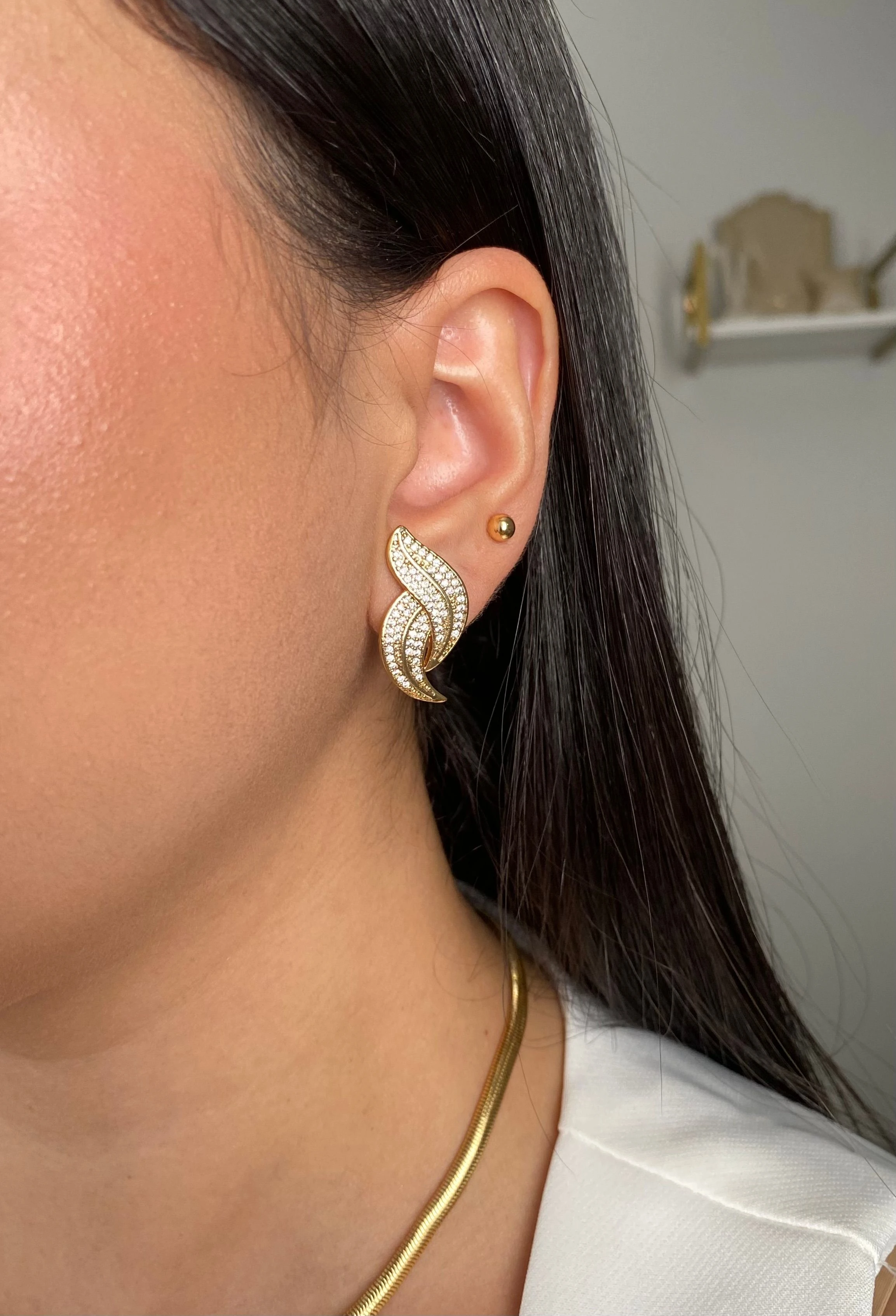 Brinco Folhas Cravejadas - 4