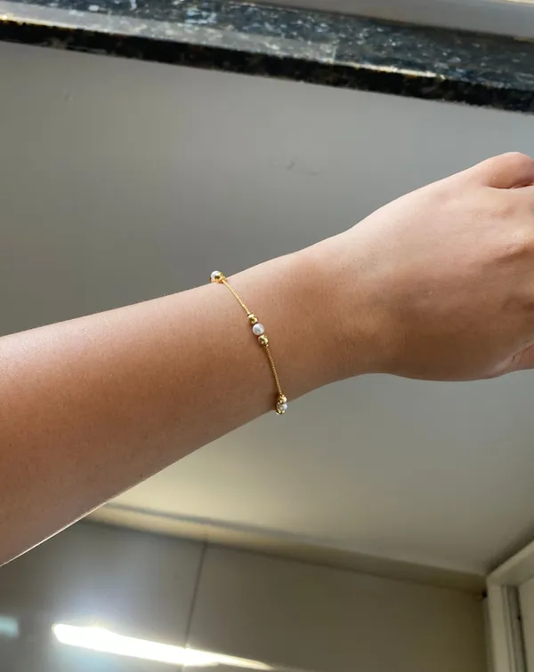 Pulseira com Trio Pérola com Bolas