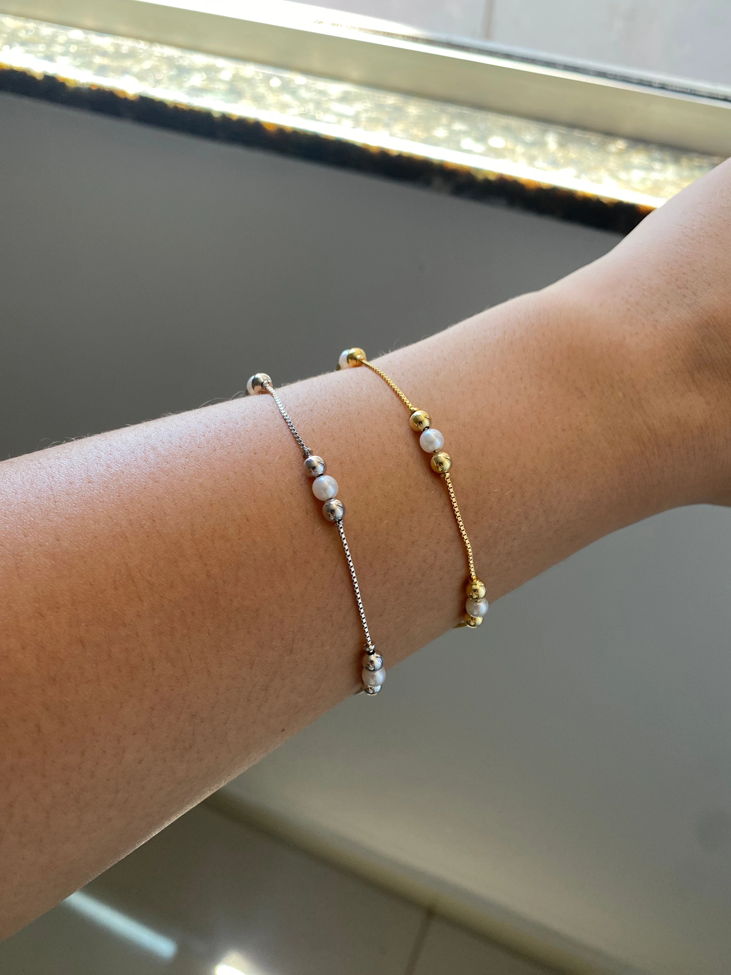 Pulseira com Trio Pérola com Bolas - 2