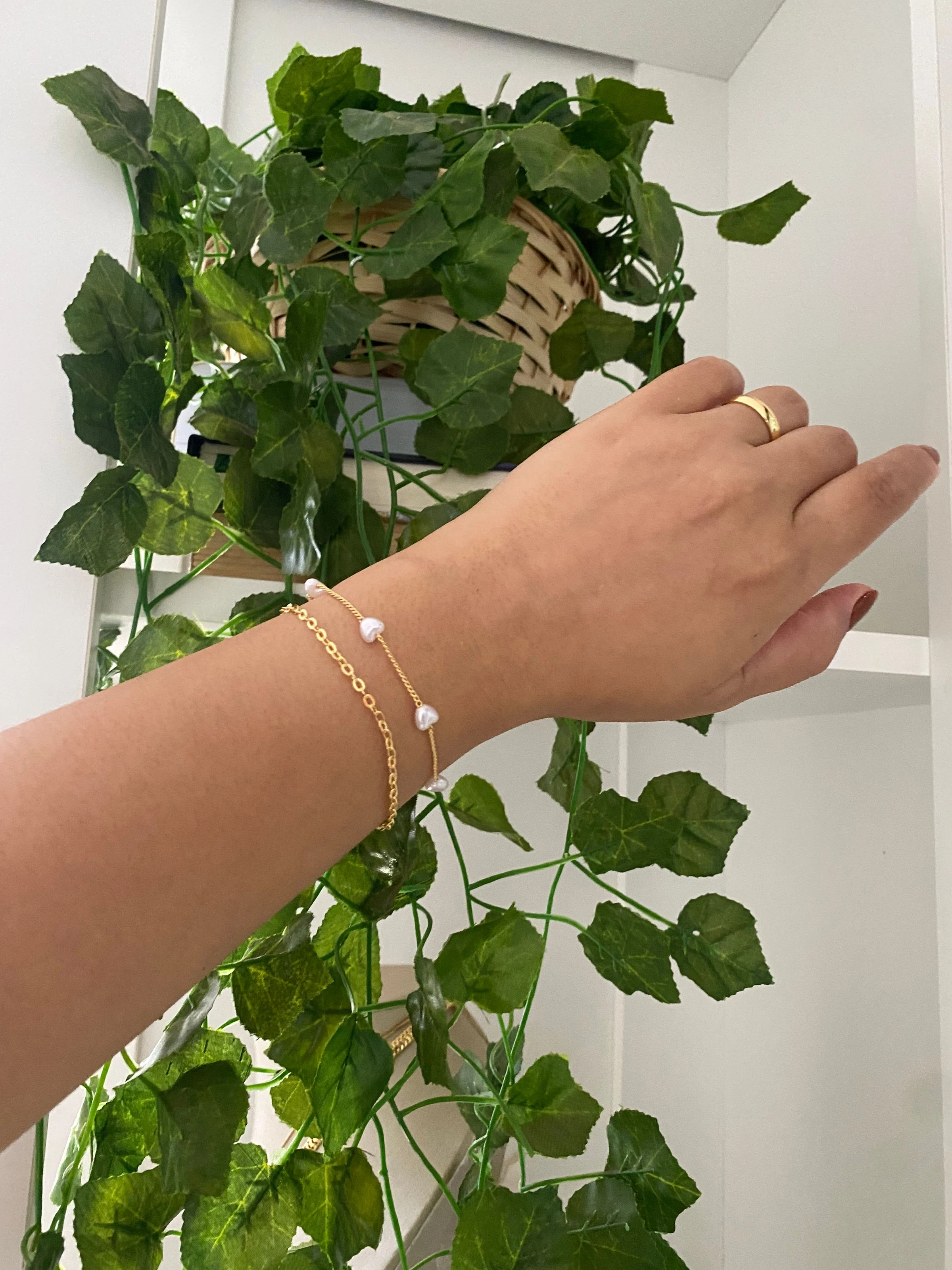 Pulseira Dupla Coração Pérola - 3