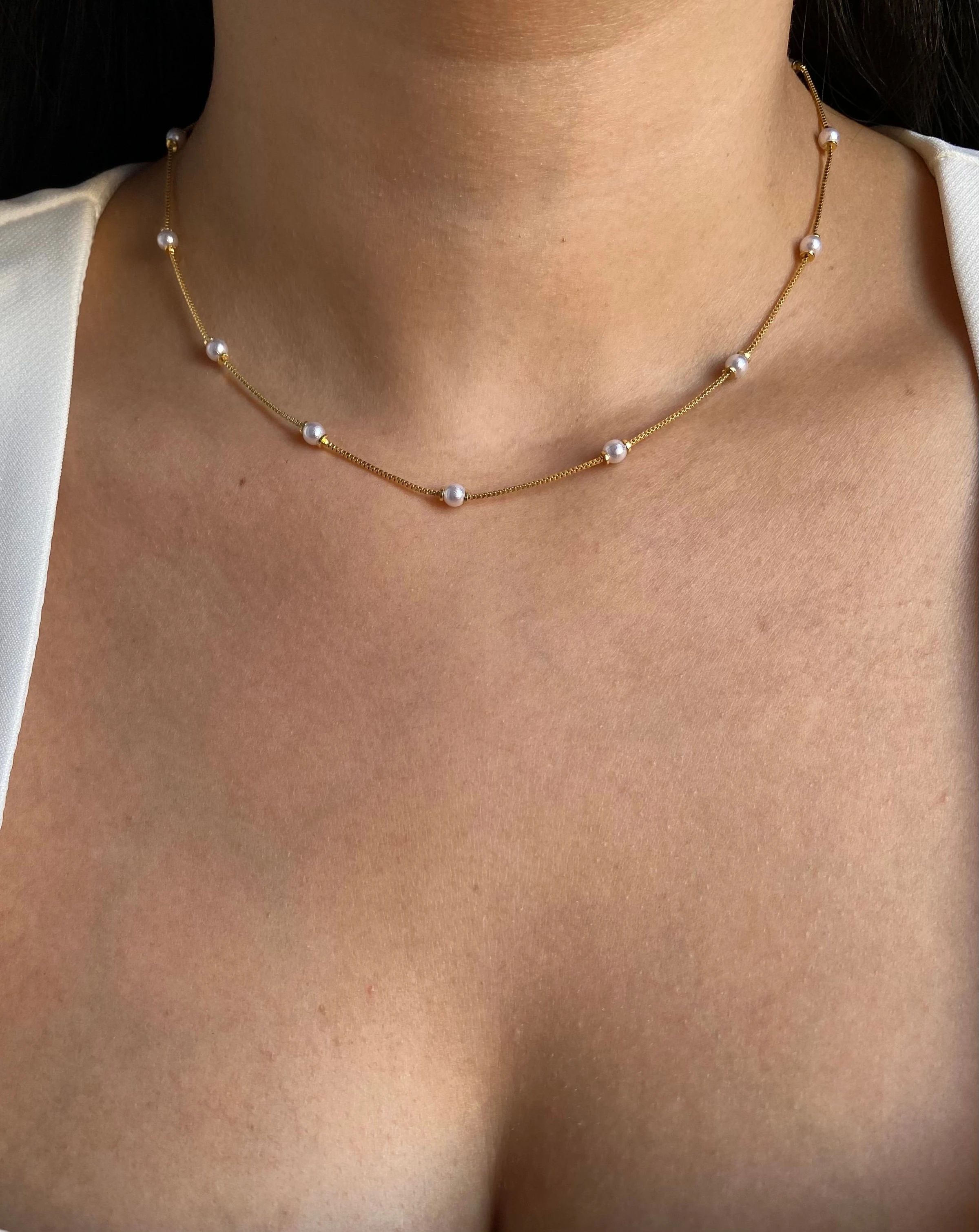Choker Mini Pérolas alternados - 1