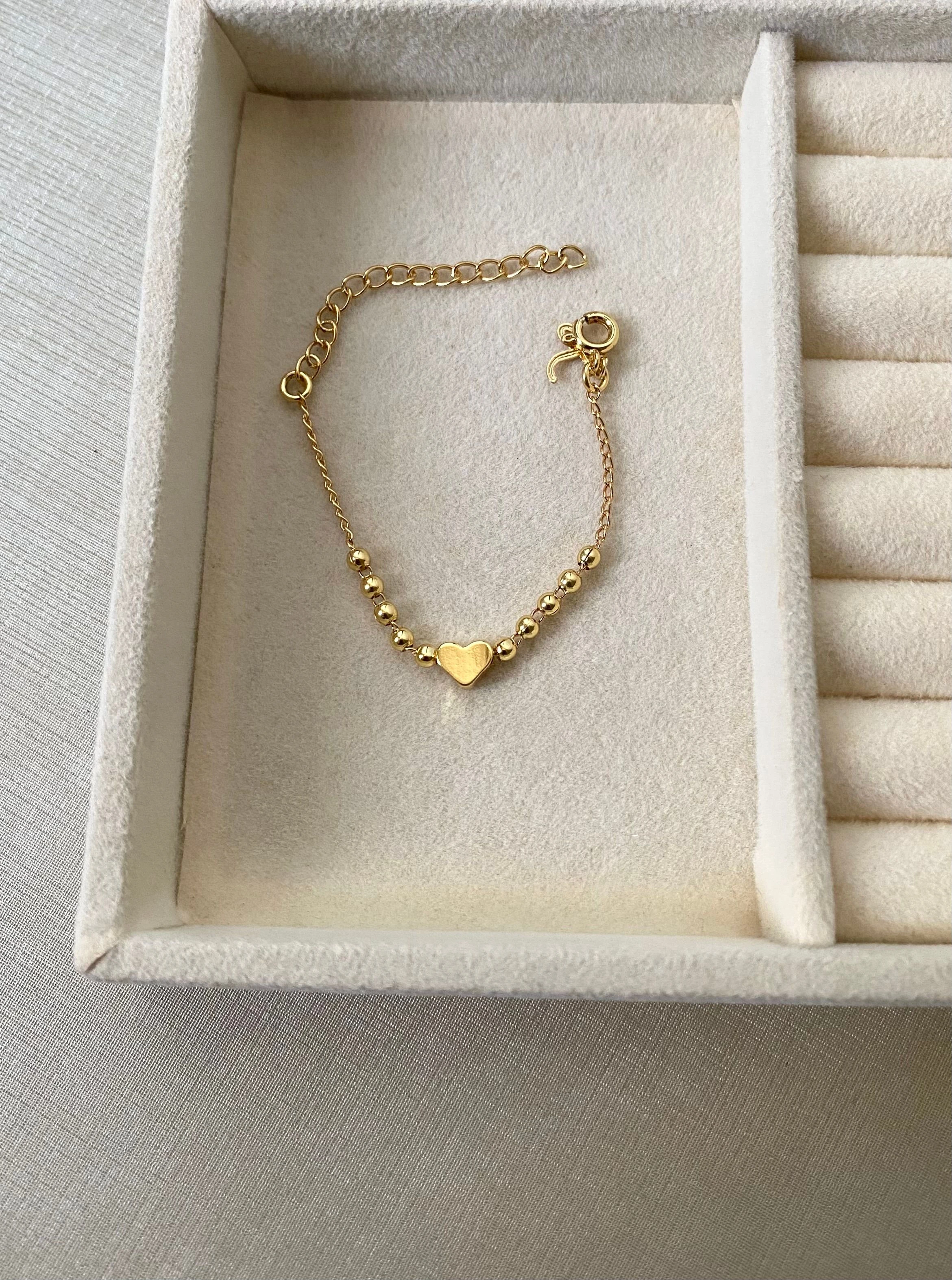 Pulseira Bolas com Coração Liso - 1