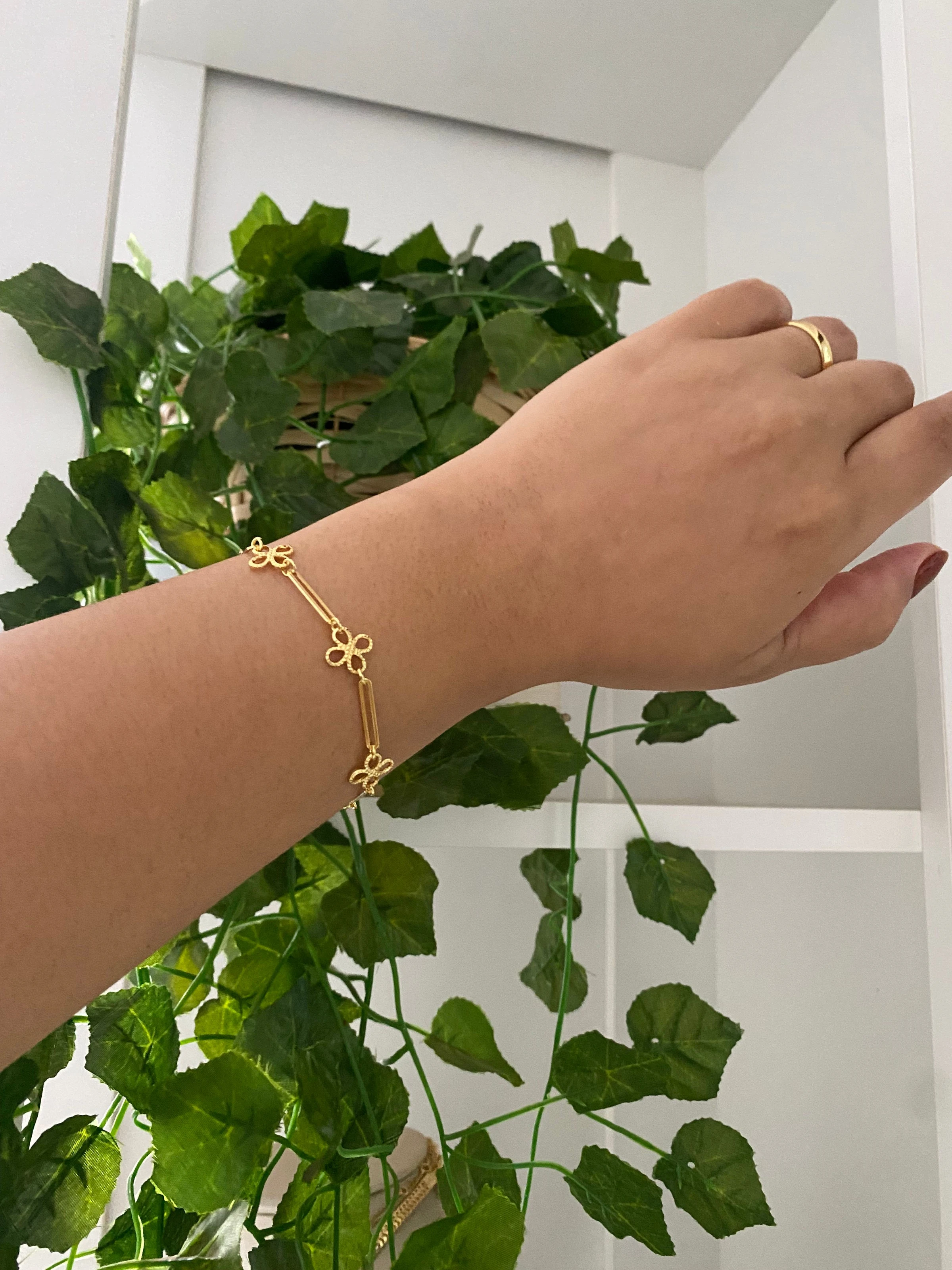 Pulseira Fio Duplo com Flor - 1