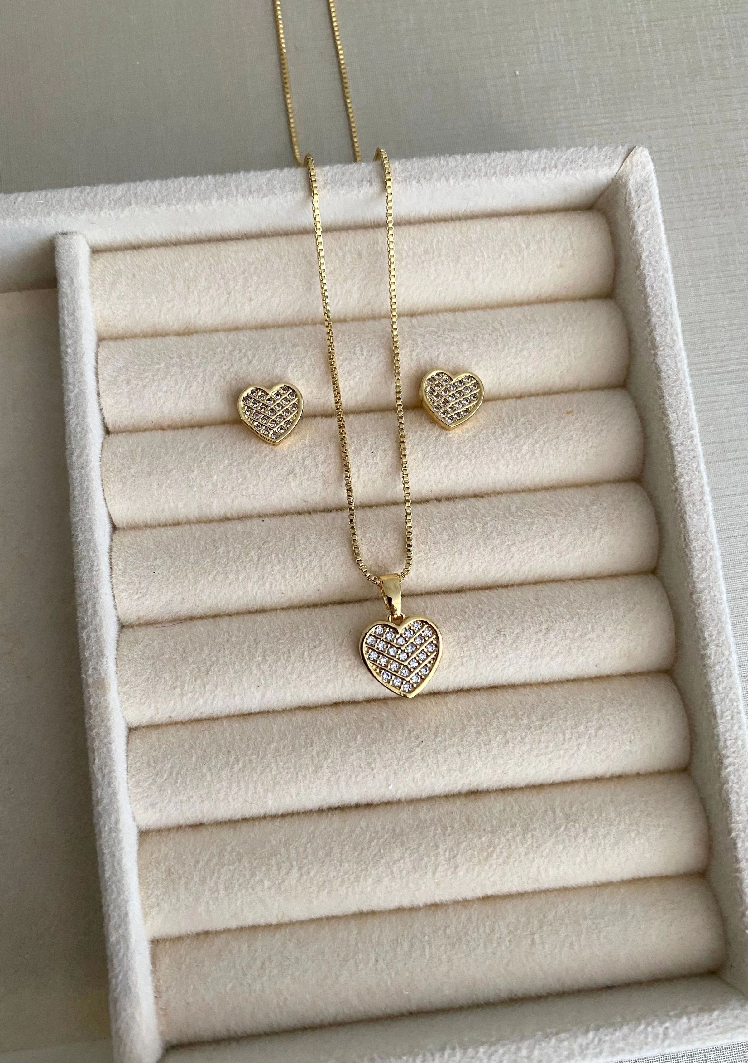 Conjunto Coração Cravejado P - 1