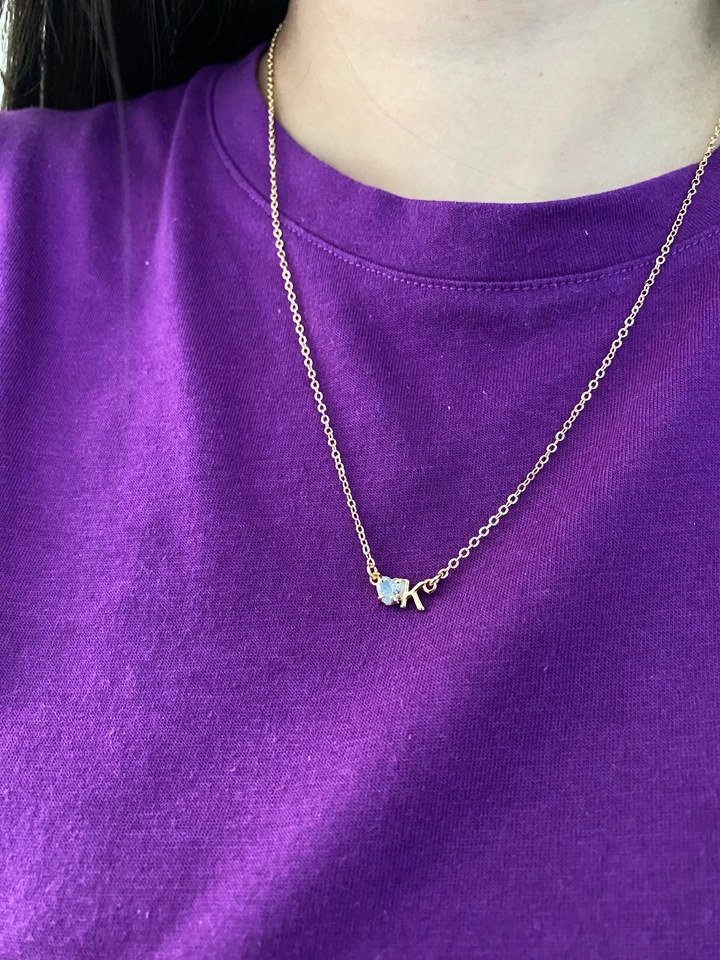 Colar Coração Cristal com Inicial - 5
