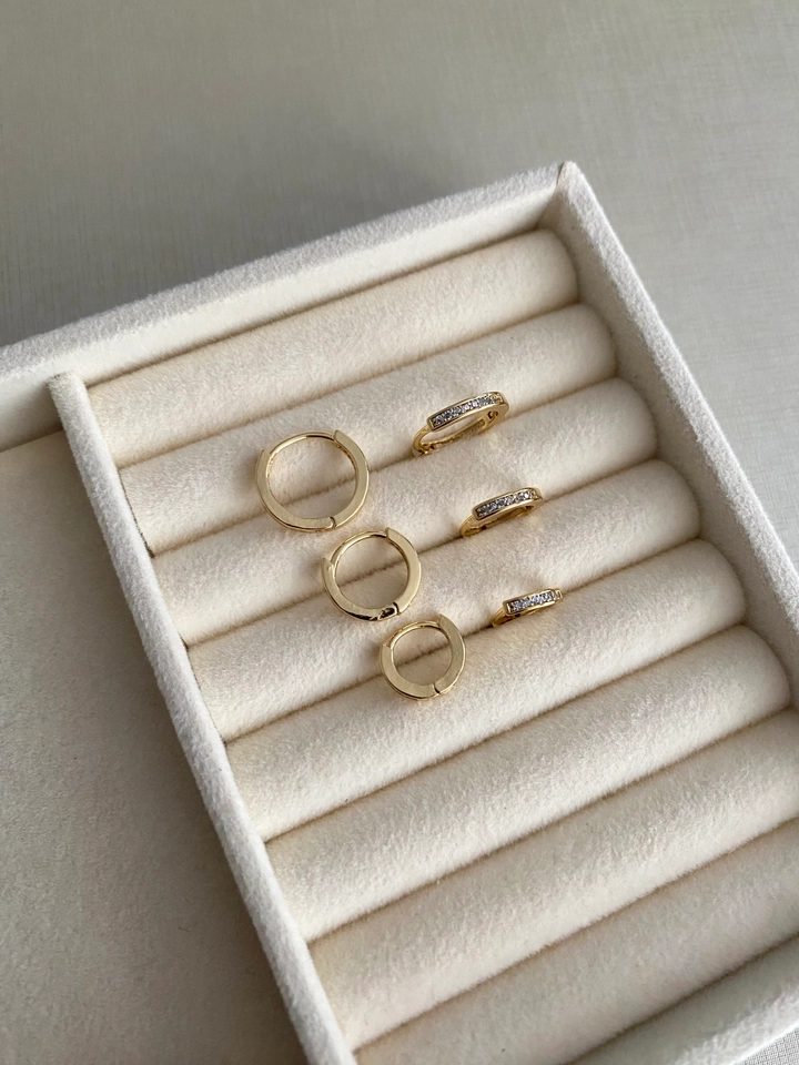 Trio Argolas Cravejadas Finas - 2