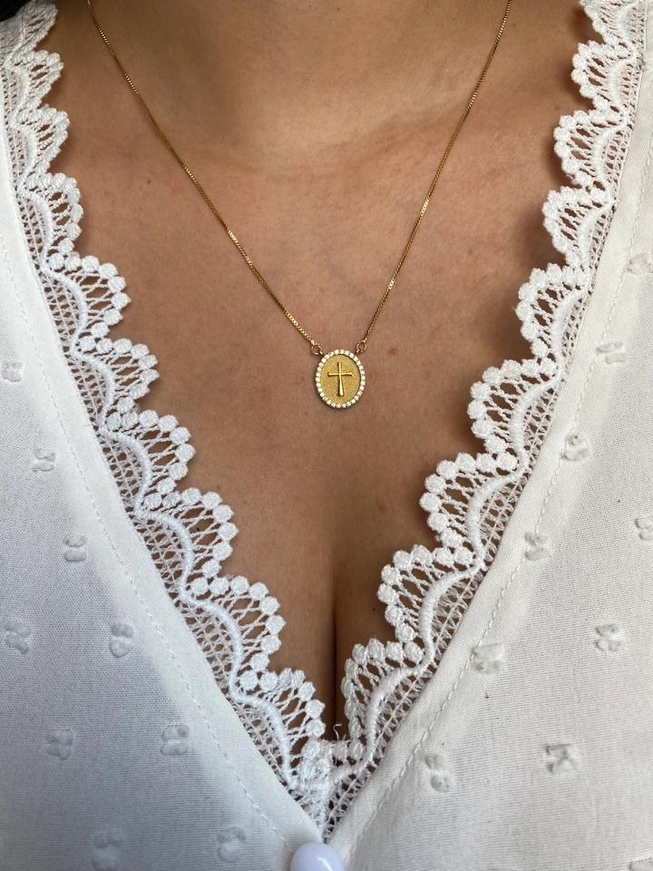 Colar Escapulário Nossa Senhora e Cruz - 3