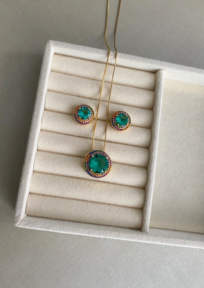 Conjunto Redondo Verde Color - 1