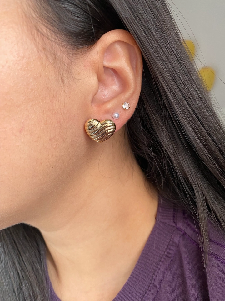 Brinco Coração com Listras - 2