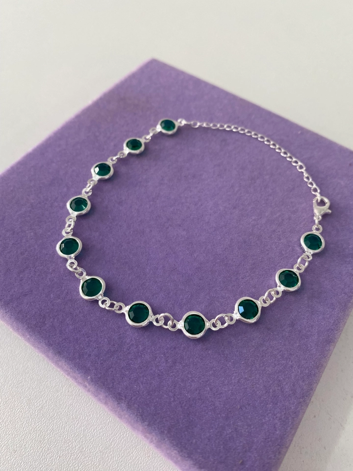 PULSEIRA COM PEDRA DE ZIRCÔNIA FOLHEADO A PRATA - 1