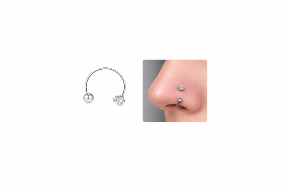 PIERCING DE NARIZ ARGOLA COM PEDRA