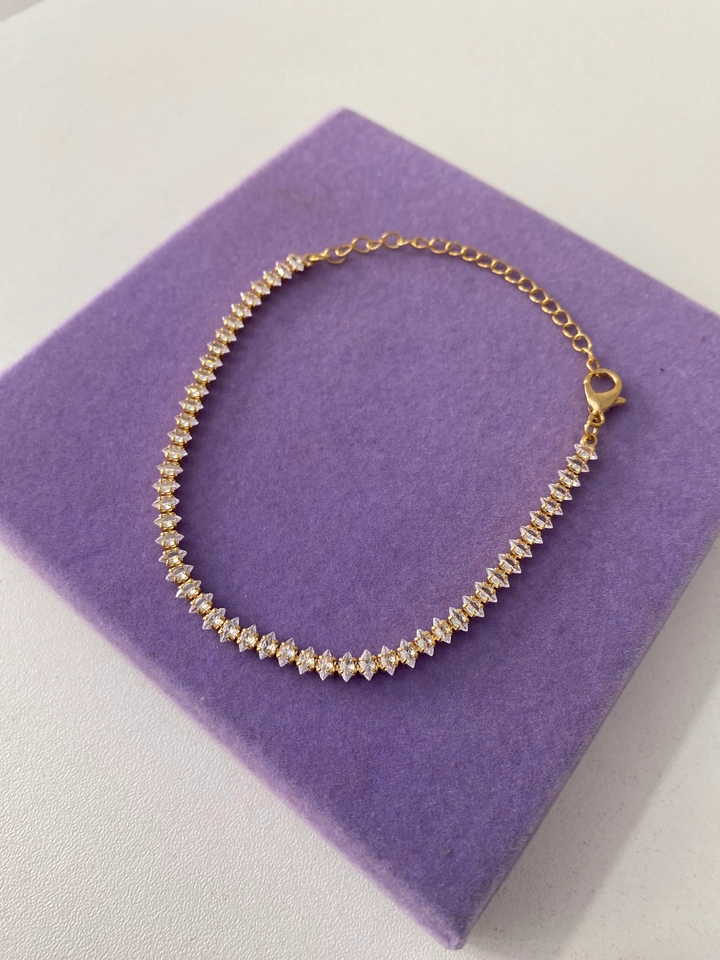 PULSEIRA REVIERA FOLHEADO A OURO  - 1