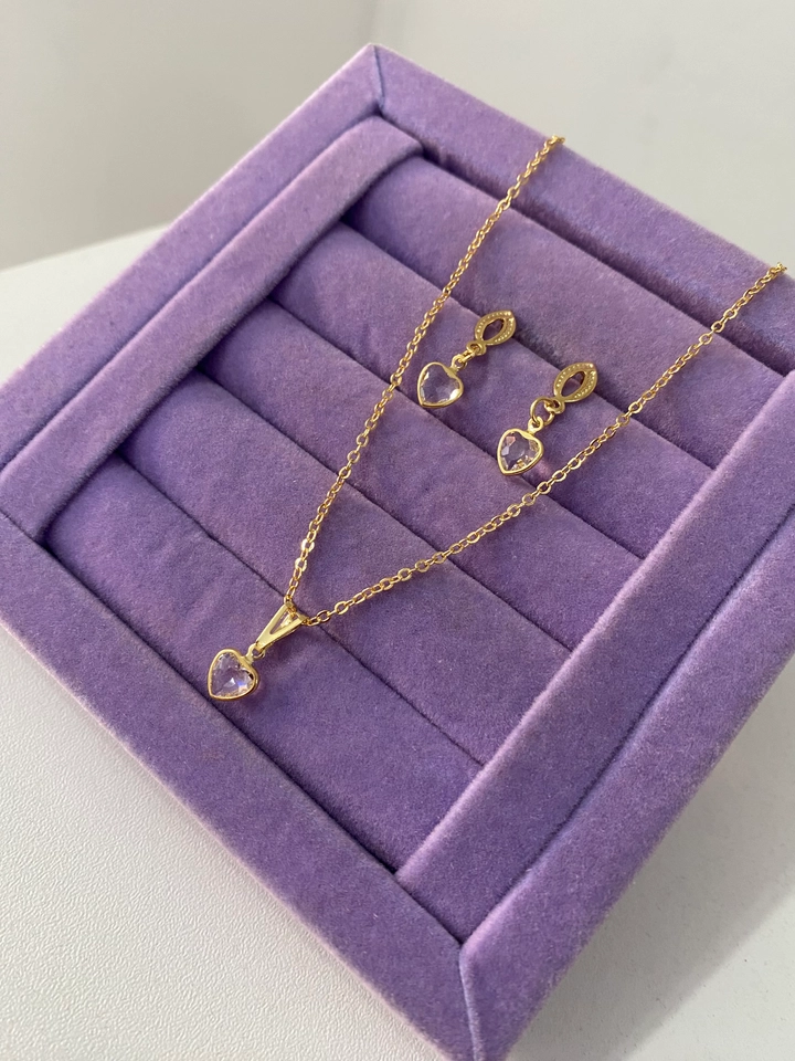 CONJUNTO PONTO DE LUZ FOLHEADO A OURO 