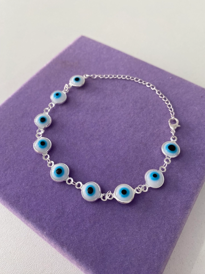 PULSEIRA DE OLHO GREGO FOLHEADO A PRATA - 1