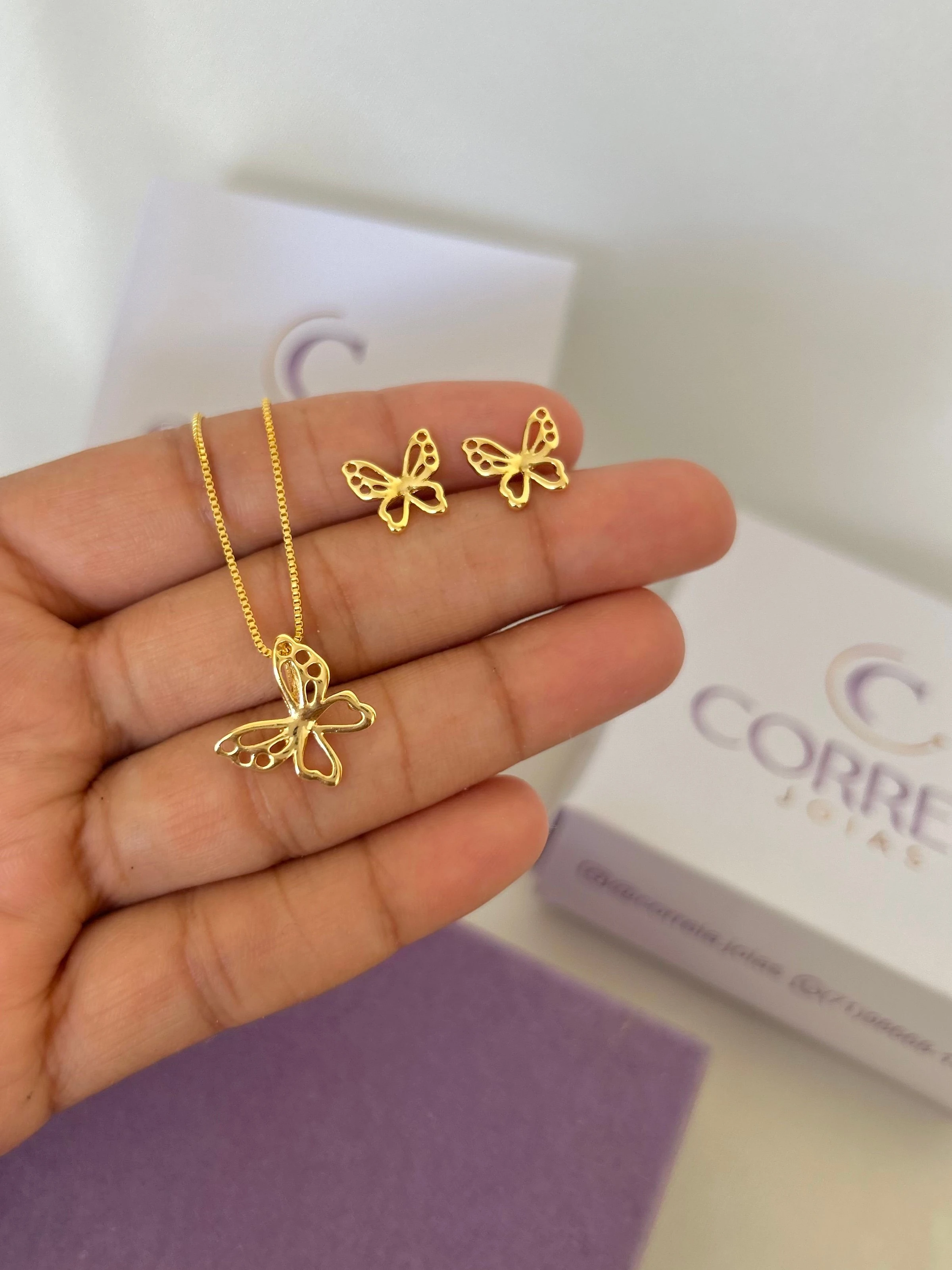 CONJUNTO BORBOLETA SEMIJOIA - 2