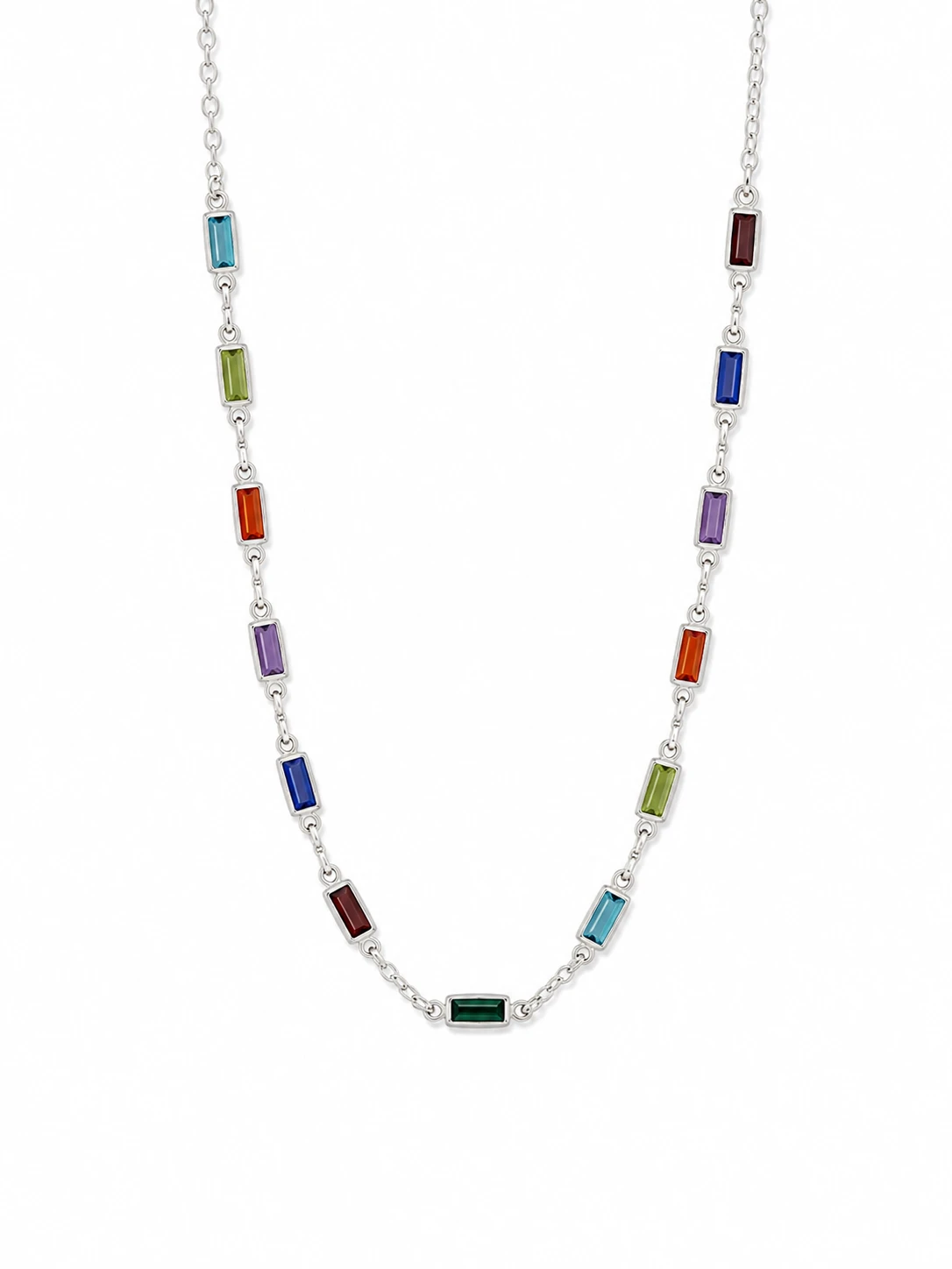 CHOCKER PEDRAS COLORIDAS FOLHEADO A PRATA  - 1